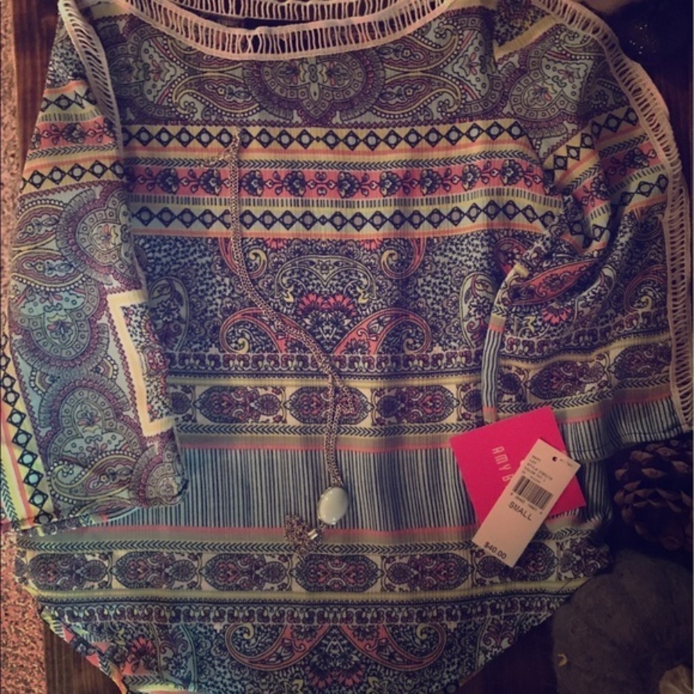 NWT Amy BYER Multi Print Blouse Girls Small 7/8